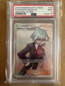 Steven's Resolve - 165/168 Pokemon Celestial Storm Sun Moon Full Art Card PSA 9 - Image 1