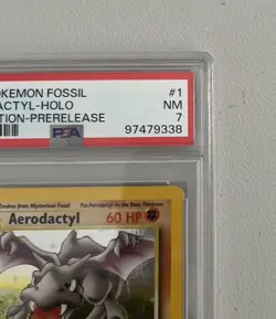 Aerodactyl 1st Edition RARE Prerelease POKEMON Card PSA 7 NM FOSSIL Holo 1/62 - Image 2