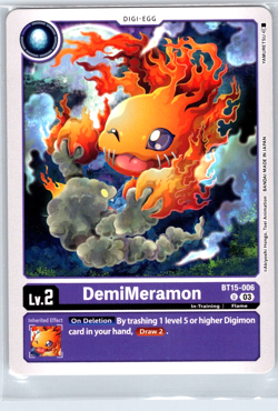 Digimon Card - DemiMeramon BT15-006 U Exceed Apocalypse - NM - Image 1