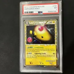 Pokemon Ampharos Prime Holo 105/123 Heart Gold & Sould Silver English PSA 7 NM - Image 1