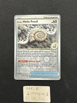 Pokemon ENGLISH - 151 - Antique Helix Fossil - 153/165 - Reverse Holo - M/NM - Image 1
