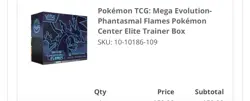 PRESALE Pokemon Center Phantasmal Flames ETB CONFIRMED PREORDER SHIPS 11/14 - Image 1