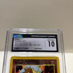 CGC 10 GEM MINT Entei 2001 Black Star Movie Promo 34 Reverse Holo Pokemon Slab - Image 5