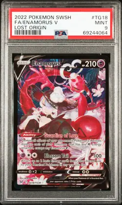 2022 POKEMON SWORD & SHIELD LOST ORIGIN #TG18 FULL ART/ENAMORUS V PSA 9 - Image 1