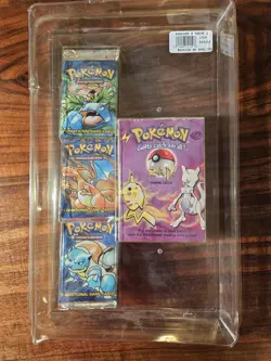 1999 COSTCO CLAMSHELL SEALED POKEMON BASE SET UNLIMITED ZAP THEME DECK + 3 PACKS - Image 1
