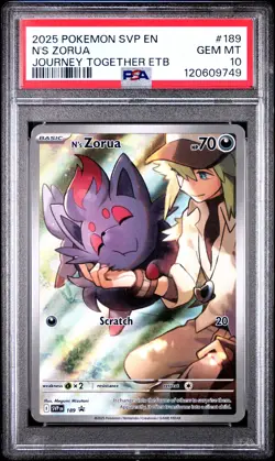 2025 POKEMON SVP EN-SV BLACK STAR PROMO #189 N'S ZORUA PSA 10 - Image 1