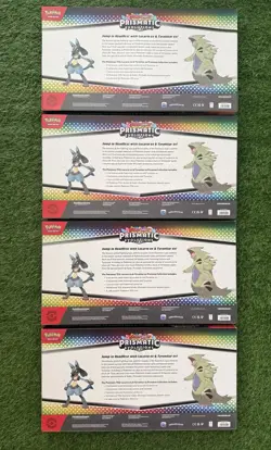 Lot of 4 Pokemon Prismatic Evolutions Lucario and Tyranitar Premium Collection - Image 2