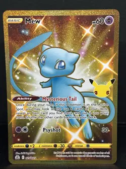 Celebrations Mew Full Art Ultra Rare Gold Holo 25/25 Pokemon Card - Image 1