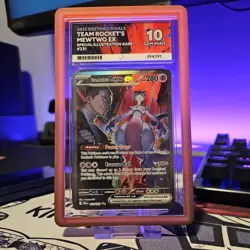 Team Rocket's Mewtwo ex 231/182 SIR Pokemon Card Destined Rivals GEM MINT ACE 10 - Image 1