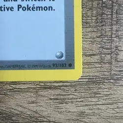 Pokemon TCG Gust of Wind Shadowless Base Set Trainer Card 93/102 - Image 4