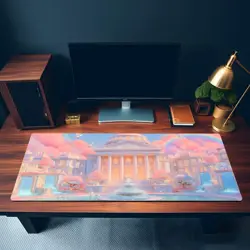 Kawaii Courthouse MTG Playmat - Pastel Rainbow Castle Fantasy Mat - Image 3