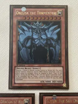 Yugioh Egyptian God Cards PGLD Obelisk, Slider, Ra Gold Secret Rare 1st Ed LP - Image 2