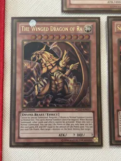 Yugioh Egyptian God Cards PGLD Obelisk, Slider, Ra Gold Secret Rare 1st Ed LP - Image 3
