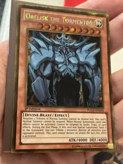 Yugioh Egyptian God Cards PGLD Obelisk, Slider, Ra Gold Secret Rare 1st Ed LP - Image 5