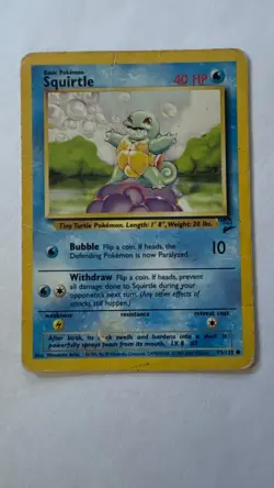 Squirtle - 93/130 - Base Set 2 - Common - Pokemon Card - 2000 - Damaged - Image 1
