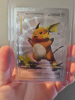 Super Fire Breathing Dragon Silver Foil Fan Art Vinyl Collector Pokemon Card - Image 1