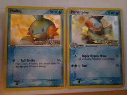 Pokemon Cards Ex Emerald Mudkip 56/106 & Marshtomp 36/106 Reverse Holo Stamped - Image 1