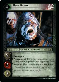LOTR TCG FOTR FELLOWSHIP URUK GUARD 1R147 Foil NM/M a Top Shelf Card - Image 1