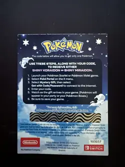 Shiny Koraidon / Miraidon Code card - GameStop Pokemon scarlet violet - Image 2