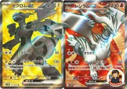 2 Card Zekrom ex 161/086 Reshiram ex SR 160/086 Black Bolt White Flare - Image 1