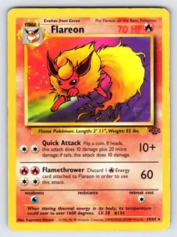 Flareon 19/64 1999 Jungle Set Pokemon Card TCG WOTC Vintage Non Holo Rare - Mp - Image 1