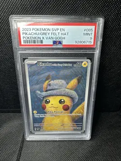 2023 Pokemon Promo S&V Black Star Pikachu with Grey Felt Hat x Van Gogh PSA 9 - Image 3