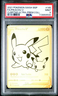 2021 POKEMON SWSH BLACK STAR PROMO #145 FULL ART/PIKACHU V PSA 9 - Image 1