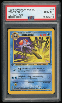 1999 POKEMON FOSSIL 1ST EDITION #44/62 TENTACRUEL PSA 10 - Image 1