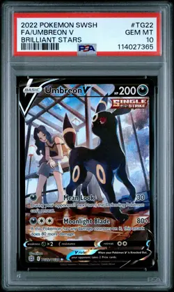 2022 POKEMON SWORD & SHIELD BRILLIANT STARS #TG22 FULL ART/UMBREON V PSA 10 - Image 1