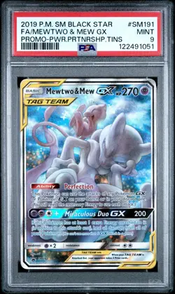 Pokemon Mewtwo & Mew GX SM191 Tag Team Power Tin Black Star Promo MINT PSA 9 - Image 1