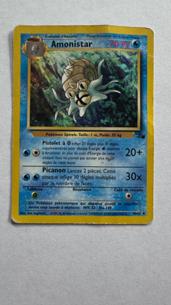 AMONISTAR (OMASTAR) - Fossil Set- 40/62 -VINTAGE - French - Pokemon - Damaged - Image 1