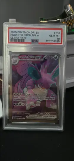2025 POKEMON DRI EN-DESTINED RIVALS ULTRA RARE TEAM ROCKET'S NIDOKING EX PSA 10 - Image 1
