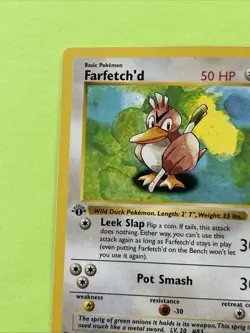 1999 Pokemon Base Set Farfetch'd 27/102 1st Edition Shadowless Never Played - Image 3