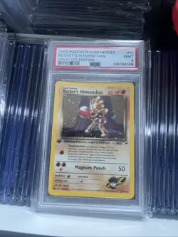 2000 Pokemon Gym Heroes #11 Rocket's Hitmonchan Holo PSA 9 MINT - Image 1