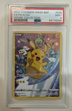 Pokemon Black Star Promo SWSH020 Pikachu Full Art Figure Collection PSA 9 - Image 1