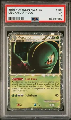 Free Shipping 2010 POKEMON HEARTGOLD & SOULSILVER #109 MEGANIUM-HOLO PSA 5 - Image 1
