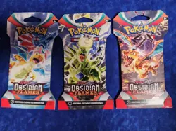 Lot of 3 Pokemon TCG Obsidian Flames Sleeved Booster Packs New Unopened - Image 1
