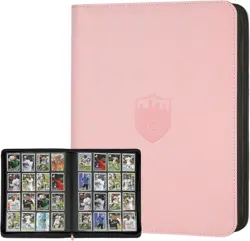 Stylish 16-Pocket PU Leather Trading Card Binder - Pink - Organize 1000+ Cards - Image 3