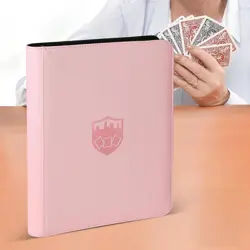 Stylish 16-Pocket PU Leather Trading Card Binder - Pink - Organize 1000+ Cards - Image 4
