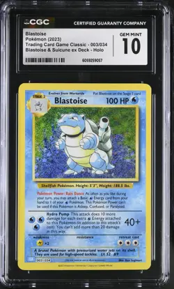 POKEMON CGC 10 2023 Trading Card Game Classic Blastoise 003/034 Holo Rare *9057 - Image 1