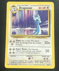 Dragonair 18/102 Pokemon Card Game Base Set RARE Unlimited Moderately Played MP - Image 1