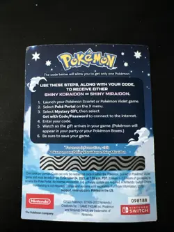 Pokemon - Scarlet & Violet Shiny Koraidon / Miraidon GameStop Promo Card, Unused - Image 2