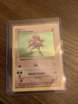 Pokemon TCG Hitmonchan Base Set Holo Shadowless Rare Card 7/102 LP-MP Condition - Image 1