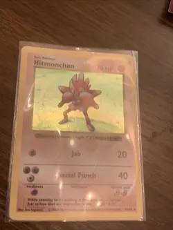 Pokemon TCG Hitmonchan Base Set Holo Shadowless Rare Card 7/102 LP-MP Condition - Image 2