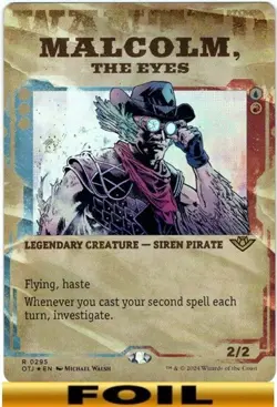1x - Malcolm, the Eyes - FOIL SHOWCASE #295 - Outlaws of Thunder Junction MTG - Image 1