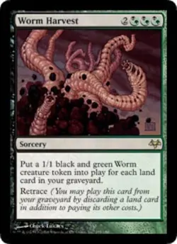 4x MTG Worm Harvest, Light Play, English Eventide - Image 1