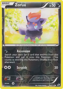 Moderately Played Zorua - 89/113 - Common - Reverse Holo Pokemon Legendary Treas - Image 1