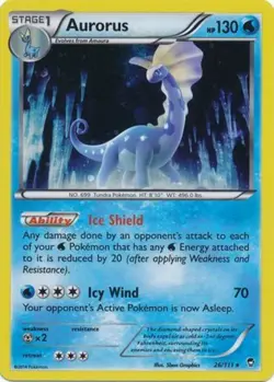 Moderately Played Aurorus - 26/111 - Rare - Reverse Holo Pokemon Furious Fists - Image 1