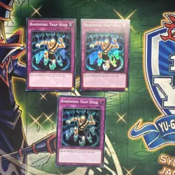 Yugioh! Banishing Trap Hole x3 Playset DUNE-EN077 Super Rare 1st Edition NM - Image 1