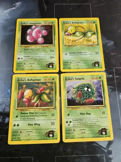Erika's Gym Heroes 4 Card Lot Bellsprout, Exeggcute, Tangela Pokemon - Image 1